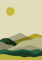 esthetisch hedendaags achtergrond met zonnig vallei. kleurrijk poster. vector