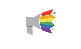 lgbt megafoon met regenboog. trots maand stem spreker. verscheidenheid vertegenwoordiging. vector