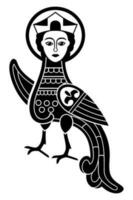 silhouet van sirene of paradijs vogel, vuurvogel. oude volk symbool. vector clip art, geïsoleerd Aan wit.