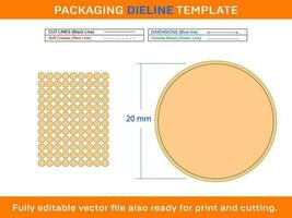 108st 20 mm cirkel of ronde etiket sticker dieline sjabloon vector