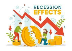 recessie Effecten vector illustratie met gevolg Aan economisch groei en zuinig werkzaamheid afwijzen resultaat in vlak tekenfilm hand- getrokken Sjablonen