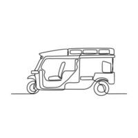 een doorlopend lijn tekening van traditioneel vervoer. voertuig ontwerp in gemakkelijk lineair stijl. vervoer ontwerp concept vector illustratie