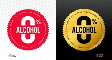 alcohol vrij nul procent label. Nee alcohol zegel. vector illustratie.