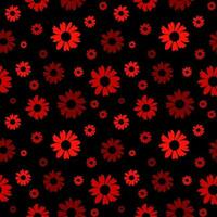 bloemen naadloos patroon. botanisch kleding stof afdrukken sjabloon. vector illustratie met rood madeliefje bloemen Aan zwart achtergrond. rustiek patroon.