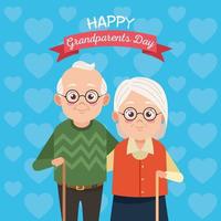 schattig gelukkig grootouders paar met roboon frame karakters vector