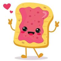 gelukkig glimlachen kawaii schattig geroosterd brood gelei jam. vector vlak tekenfilm karakter illustratie icoon ontwerp. geïsoleerd Aan wit achtergrond.