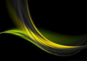 groen geel gloeiend golven Aan zwart achtergrond vector