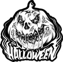 spookachtig smelten pompoenen belettering halloween woord logo illustraties monochroom vector illustraties voor uw werk logo, handelswaar t-shirt, stickers en etiket ontwerpen, poster, groet kaarten