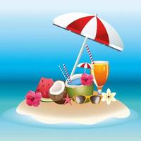 hallo zomervakantie met cocktails en fruit vector