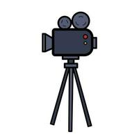 filmische film staand camera rollen gekleurde vector icoon illustratie geïsoleerd Aan plein wit achtergrond. gemakkelijk vlak geschetst minimalistische tekenfilm kunst gestileerd tekening.