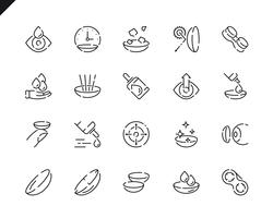 Eenvoudige set ooglenslijnpictogrammen voor website en mobiele apps. vector