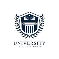 Universiteit college school- insigne logo ontwerp vector afbeelding. onderwijs insigne logo ontwerp. Universiteit hoog school- embleem