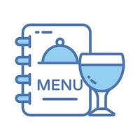 menu kaart met een glas van drinken tonen concept icoon van hotel menu kaart in modieus stijl vector