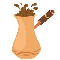 Turks koffie pot. cezve. koffie maken apparatuur. geschikt voor koffie winkels, restaurants, ochtend- routine. hand- getrokken vector illustratie in tekening stijl