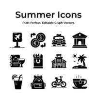 vastleggen de essence van zomer met een levendig en speels verzameling van creatief ontworpen pictogrammen vector