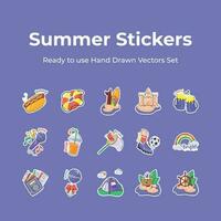 grijp deze prachtig ontworpen hand- getrokken zomer stickers set, klaar naar gebruik en downloaden vectoren