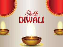 gelukkige diwali-viering achtergrond met diwali diya op creatieve achtergrond vector