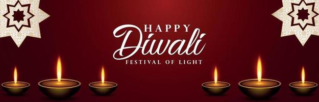 gelukkige diwali-vieringsbanner met diwali diya vector