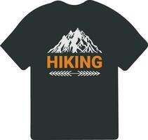 wandelen t-shirt ontwerp. wild, berg, wandelaar, en avontuur silhouetten vector illustratie.