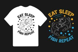 eten slaap vis herhaling typografie visvangst t-shirt ontwerp. visvangst kleren typografie t-shirt ontwerp. vector