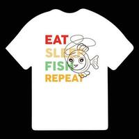 eten slaap vis herhaling typografie visvangst t-shirt ontwerp. visvangst kleren typografie t-shirt ontwerp. vector