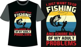 visvangst typografie t-shirt ontwerp. visvangst grappig t-shirt. visvangst vector ontwerp
