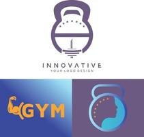 set van gym en mind vector logo-ontwerp