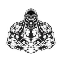 Sportschool en geschiktheid dieren met bodybuilder poses vector