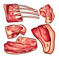 bezuinigingen van vlees in divers vormen vector