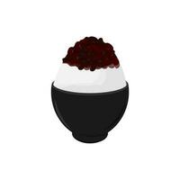 bingsu bingsoo rood Boon geschoren ijs illustratie logo geserveerd in een kom vector