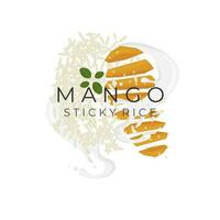 mango kleverig rijst- vector illustratie logo met heerlijk kokosnoot melk