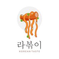 logo illustratie van rabokki tteokbokki met noedels vector