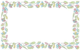 vector een lijn bloemen kader, pastel bloemen rechthoek grens, gemakkelijk bruiloft fabriek uitnodiging kaart