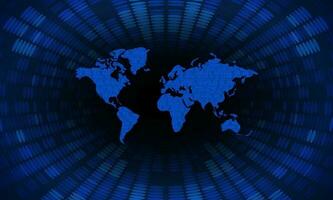 modern cyberveiligheid technologie achtergrond met wereld kaart vector