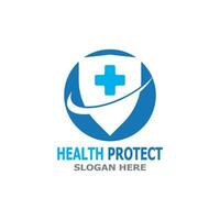 Gezondheid zorg beschermen geneeskunde logo vector sjabloon