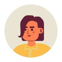 echt Kaukasisch vrouw met modieus bob kapsel semi vlak vector karakter hoofd. bewerkbare tekenfilm avatar icoon. gezicht emotie. kleurrijk plek illustratie voor web grafisch ontwerp, animatie