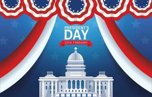 happy presidents day poster met usa capitol building en flag vector