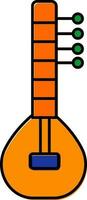 illustratie van gitaar vector icoon in oranje en groen kleur.