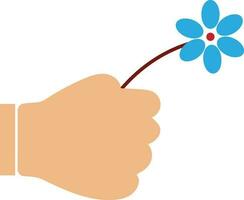 icoon van kleur bloem in hand. vector