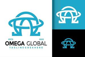 omega globaal brief een logo vector icoon illustratie