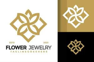 diamant bloem sieraden logo vector icoon illustratie