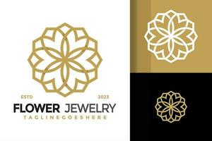 luxe bloem sieraden logo vector icoon illustratie