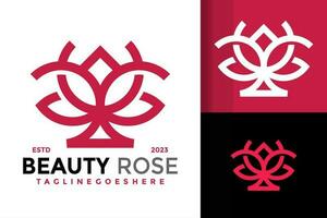 schoonheid roos bloemen logo ontwerp vector symbool icoon illustratie