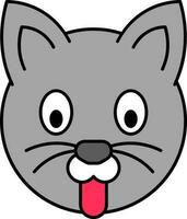 grappig kat gezicht icoon in grijs kleur. vector