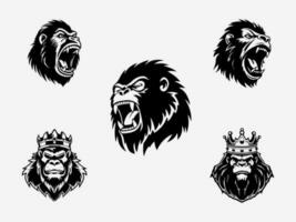 gorilla hand- getrokken logo ontwerp illustratie vector