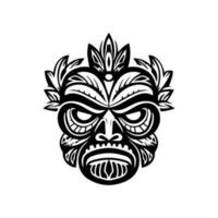 expressief en boeiend hand- getrokken illustratie van een houten tiki masker, belichamen de mystiek en charme van polynesisch cultuur vector