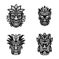 expressief en boeiend hand- getrokken illustratie van een houten tiki masker, belichamen de mystiek en charme van polynesisch cultuur vector