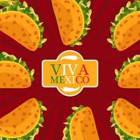 mexicaans eten restaurant poster met taco's rond belettering tekst vector