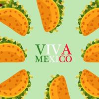 mexicaans eten restaurant poster met taco's rond belettering vector