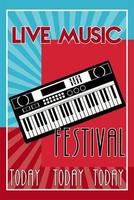 live muziekfestival belettering poster met piano vector